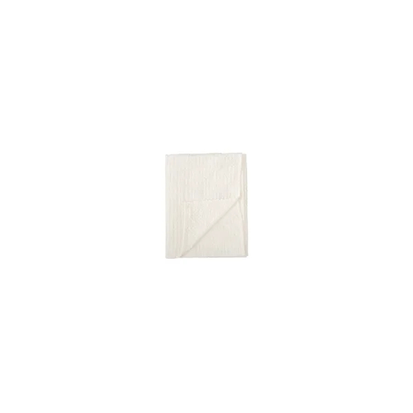 Textil blanco de algodón con relieve doblado en forma rectangular.