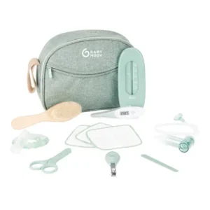 Set completo de cuidados para recién nacido Babymoov color verde matcha con termómetro digital y accesorios de higiene
